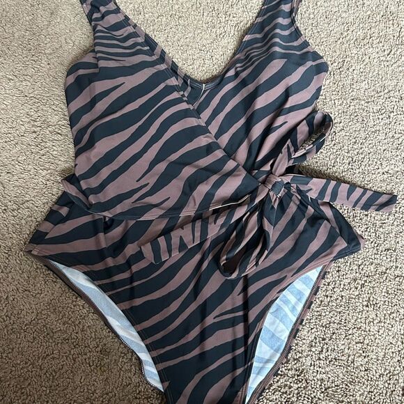 Sumersalt Zebra Print Wrap Swimsuit - Picture 1 of 3